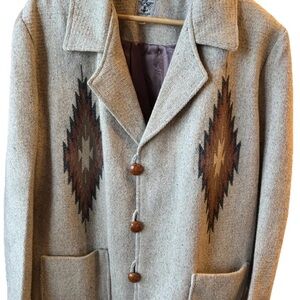 Vintage Ortega 100% Wool Beige Chimayo Jacket Size 46